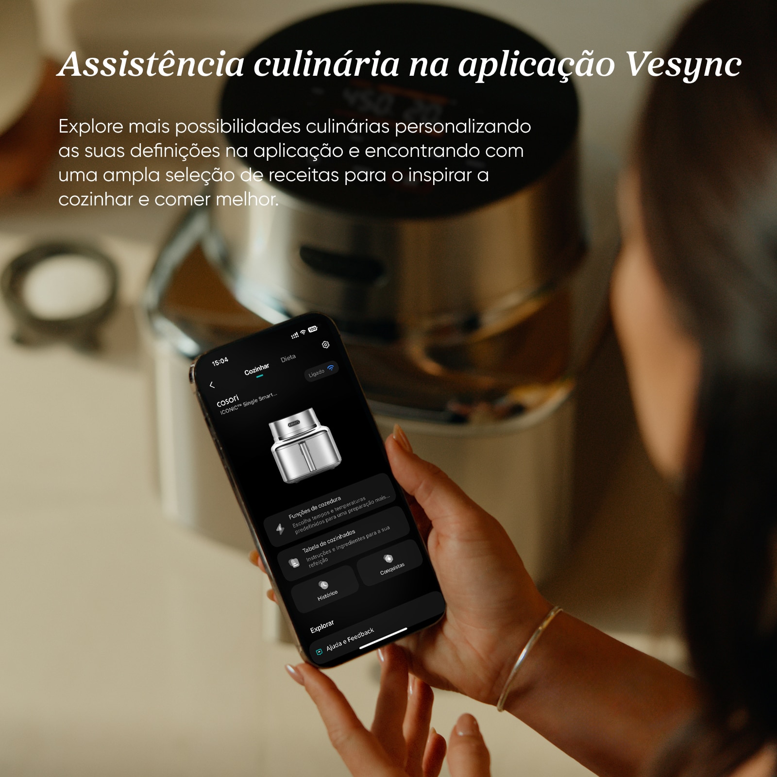 Fritadeira Air Fryer Cosori Iconic Single Smart sem Óleo, de 6,2 Litros - Aço Inoxidável Inox-8