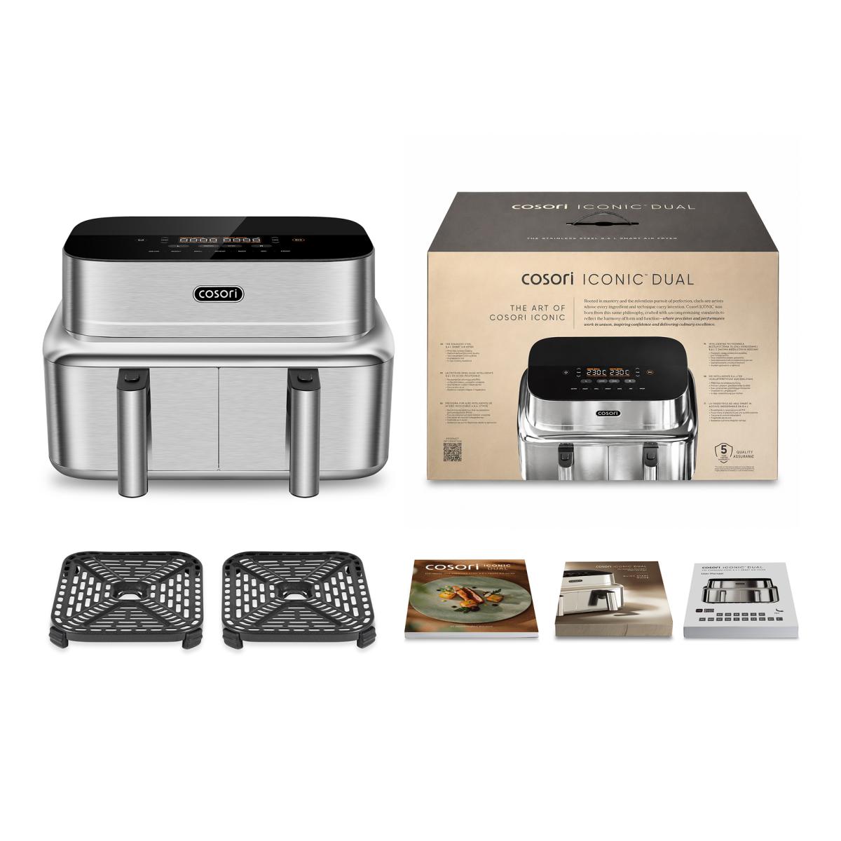 Fritadeira Airfryer Iconic Dual Cosori CAF-SE901S-CEU de 2700W e Capacidade de 4.3+4.3L Inox-8