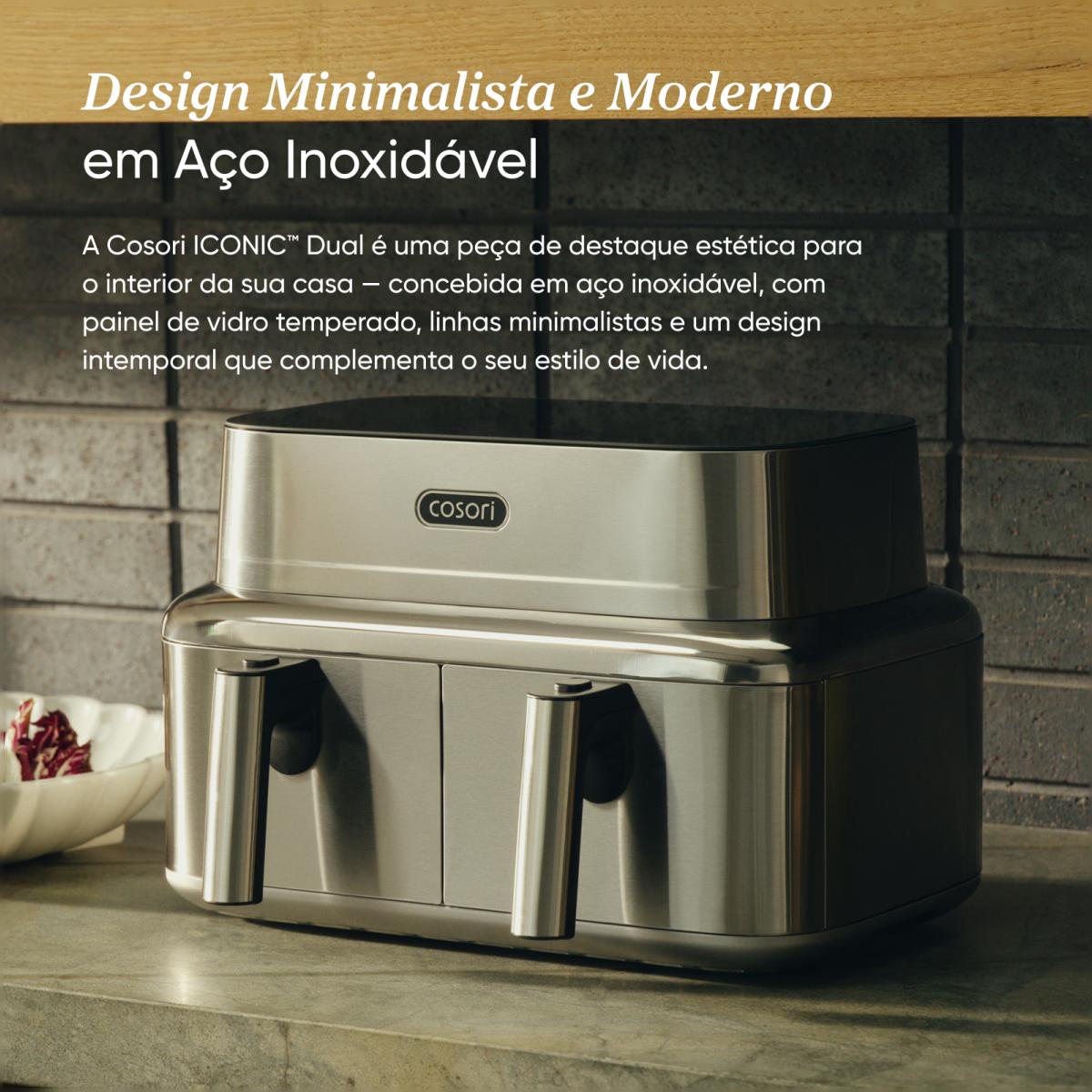 Fritadeira Airfryer Iconic Dual Cosori CAF-SE901S-CEU de 2700W e Capacidade de 4.3+4.3L Inox-11