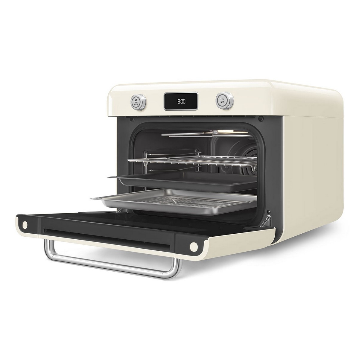 Forno de Bancada com Vaporeira Smeg Anni 50 COF01CREU de 30 Litros - Creme Polido Creme-3