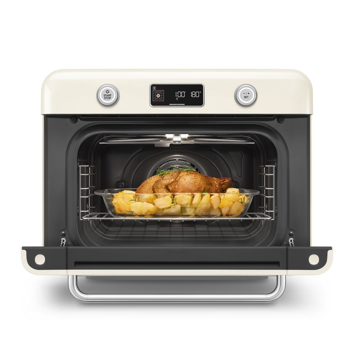 Forno de Bancada com Vaporeira Smeg Anni 50 COF01CREU de 30 Litros - Creme Polido Creme-4