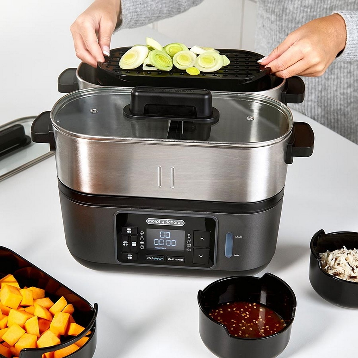 Robot de Cozinha a Vapor Morphy Richards Inteligente 470006 - Aço Inoxidável e Preto Aço inoxidável-5