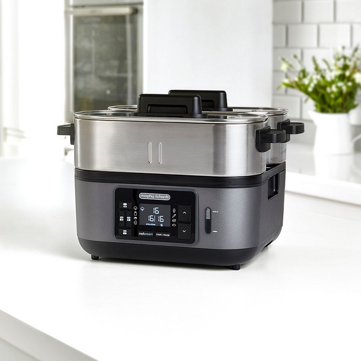 Robot de Cozinha a Vapor Morphy Richards Inteligente 470006 - Aço Inoxidável e Preto Aço inoxidável-10