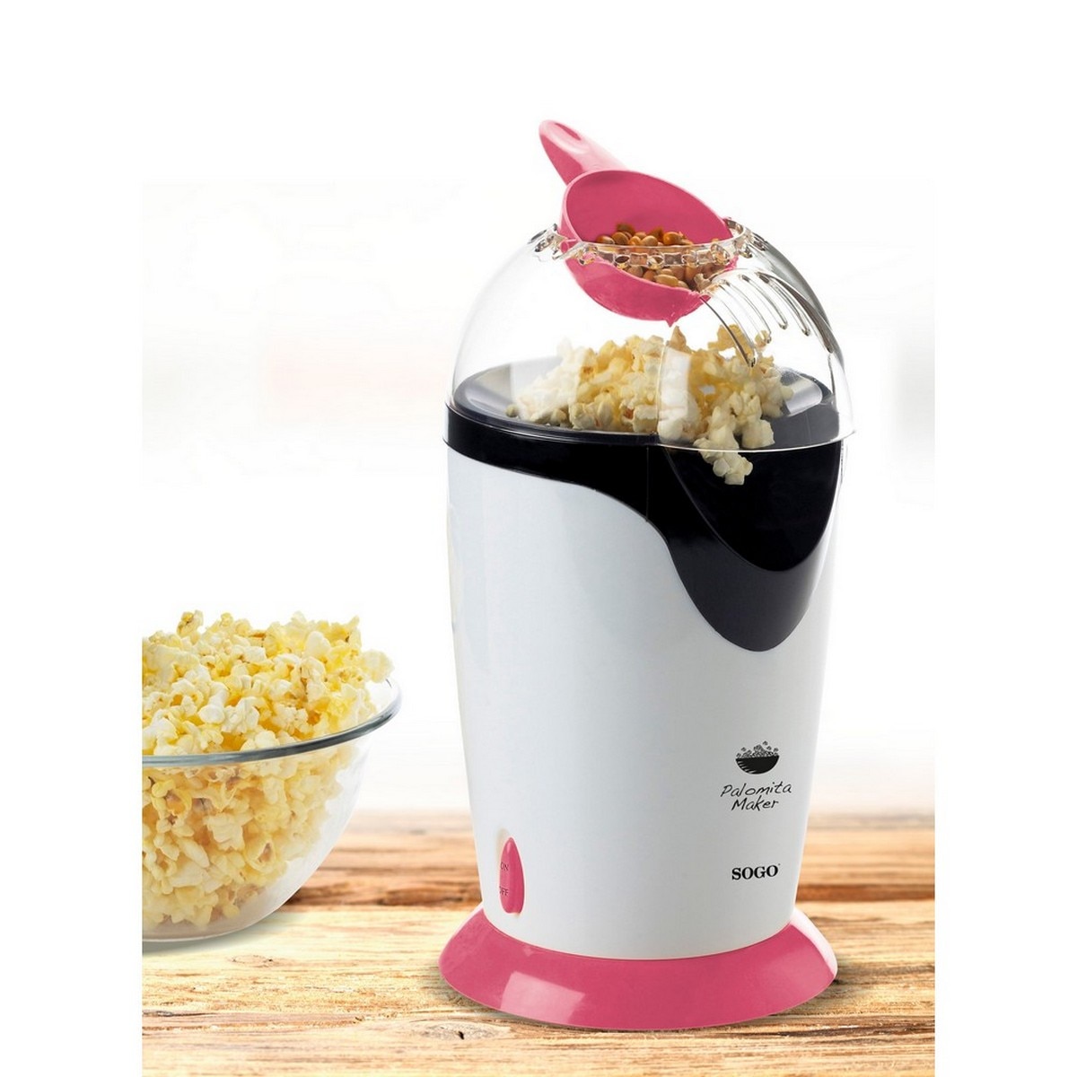 Máquina de Pipocas Sogo PAL-SS-11320-P de 1200 W - Branco e Rosa Branco / Rosa-2
