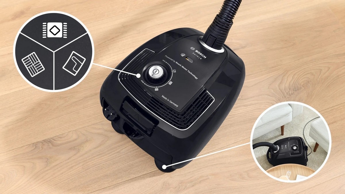 Aspirador com Saco Bosch Serie 4 BGB38BA3T de 850 W - Preto Preto-3