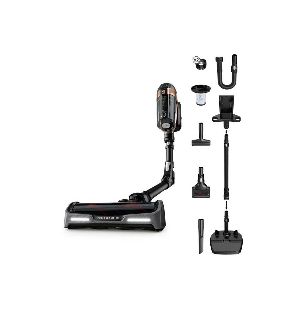 Imagem 0 de Aspirador Vertical Rowenta X-Force Flex 15.60 Animal Care RH99F1WO de 32.4 V, Autonomia 80 min e de 900 ml - Preto e Dourado