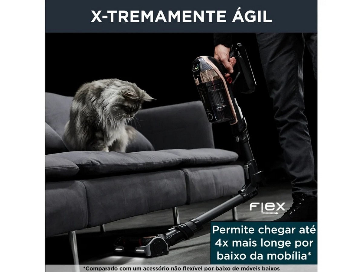 Aspirador Vertical Rowenta X-Force Flex 15.60 Animal Care RH99F1WO de 32.4 V, Autonomia 80 min e de 900 ml - Preto e Dourado Preto / Dourado-3