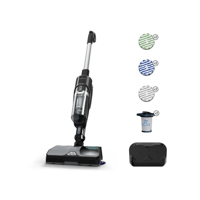 Imagem 0 de Aspirador Vertical Rowenta X-Combo Allergy+ GZ3039WO Aspira e Lava de 21.6 V, Autonomia 60 min, 550 ml - Preto e Azul