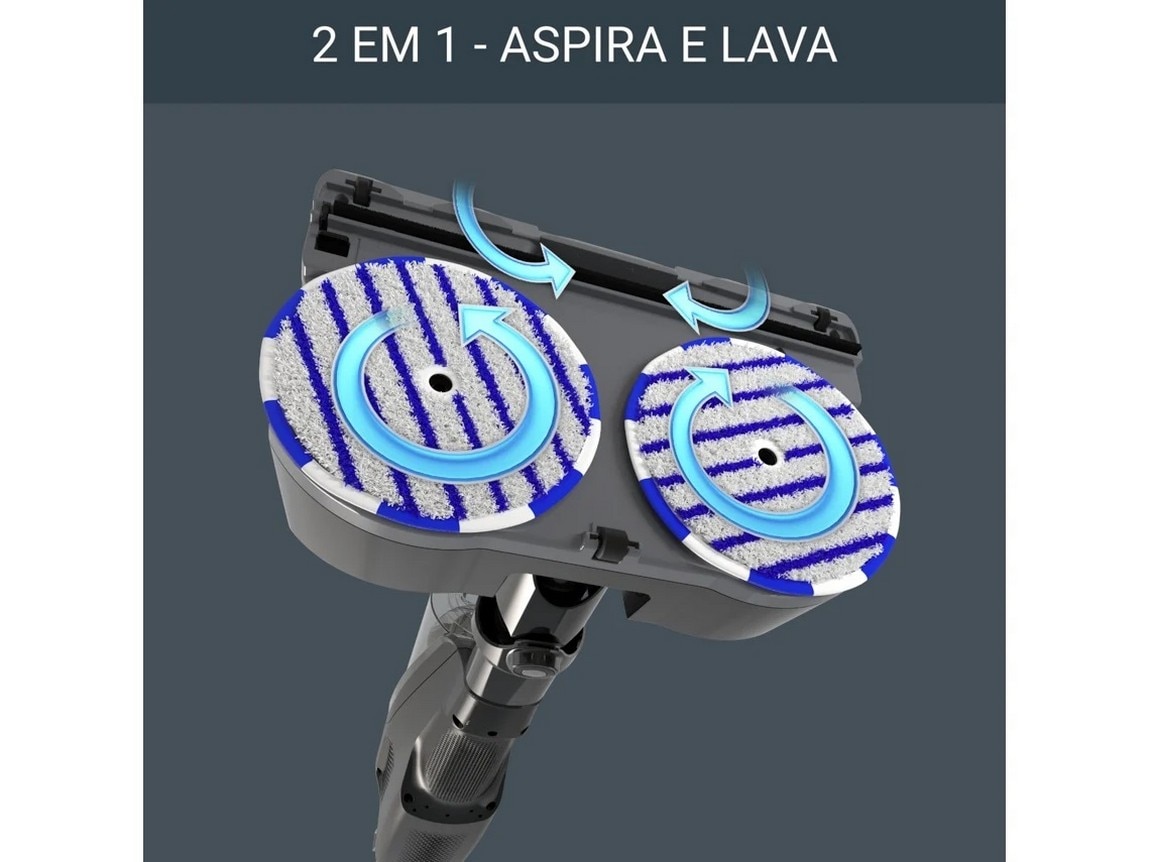 Aspirador Vertical Rowenta X-Combo Allergy+ GZ3039WO Aspira e Lava de 21.6 V, Autonomia 60 min, 550 ml - Preto e Azul Preto / Azul-2