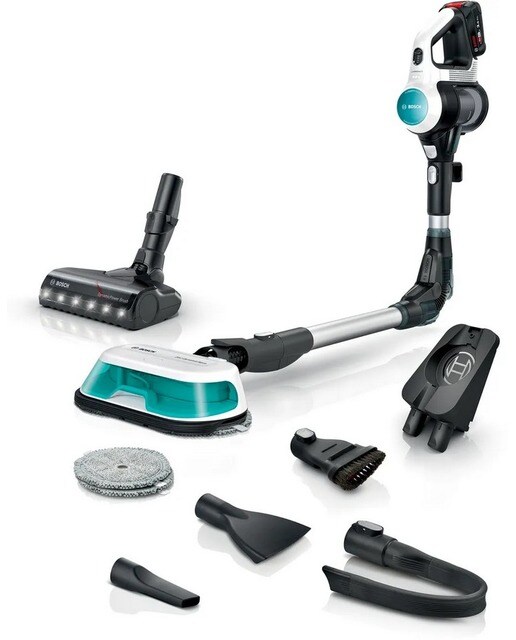 Imagem 0 de Aspirador Vertical Bosch BCS71HYG4 Unlimited 7 ProHygienic Aqua - Autonomia 40 min - Branco e Azul
