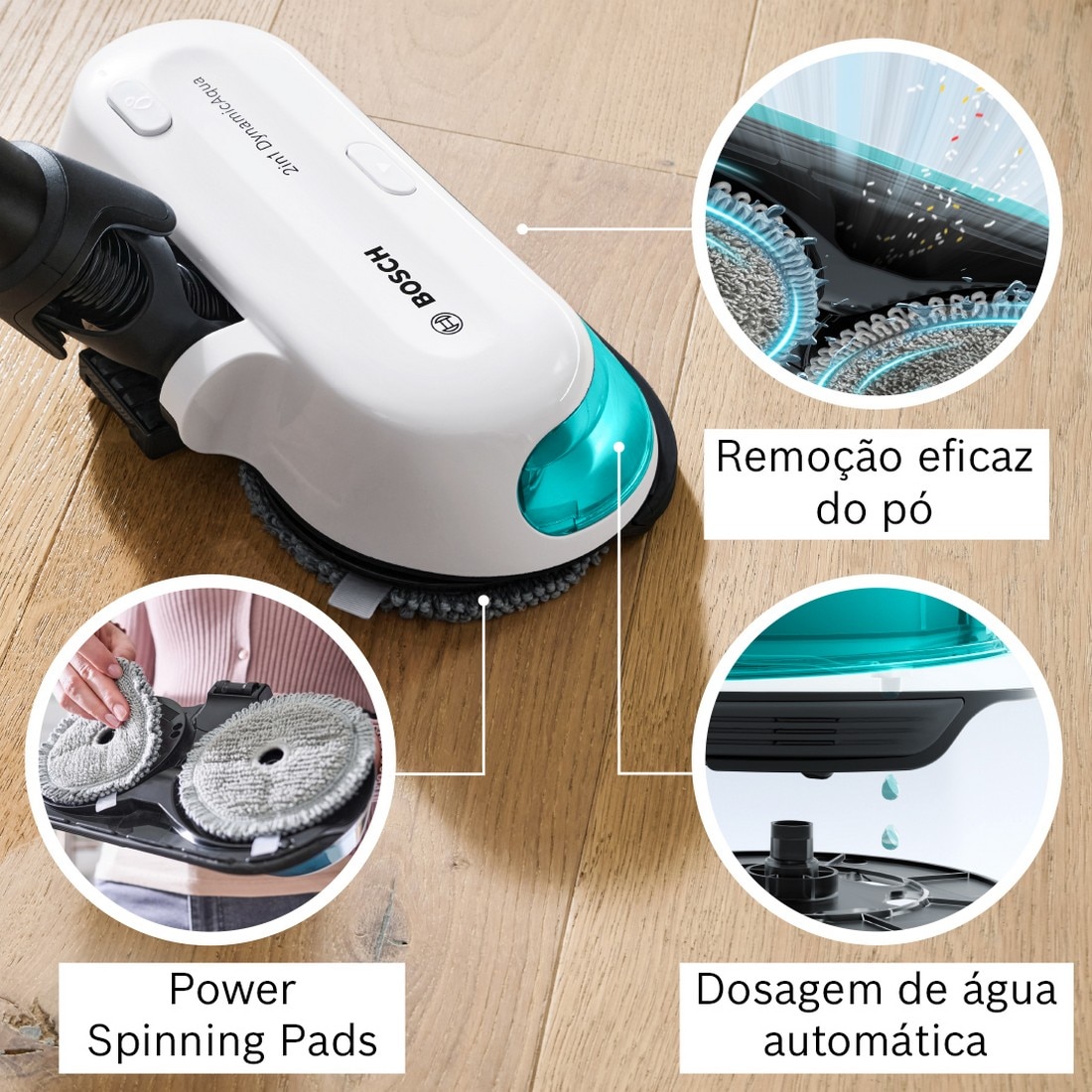 Aspirador Vertical Bosch BCS71HYG4 Unlimited 7 ProHygienic Aqua - Autonomia 40 min - Branco e Azul Branco / Azul-6