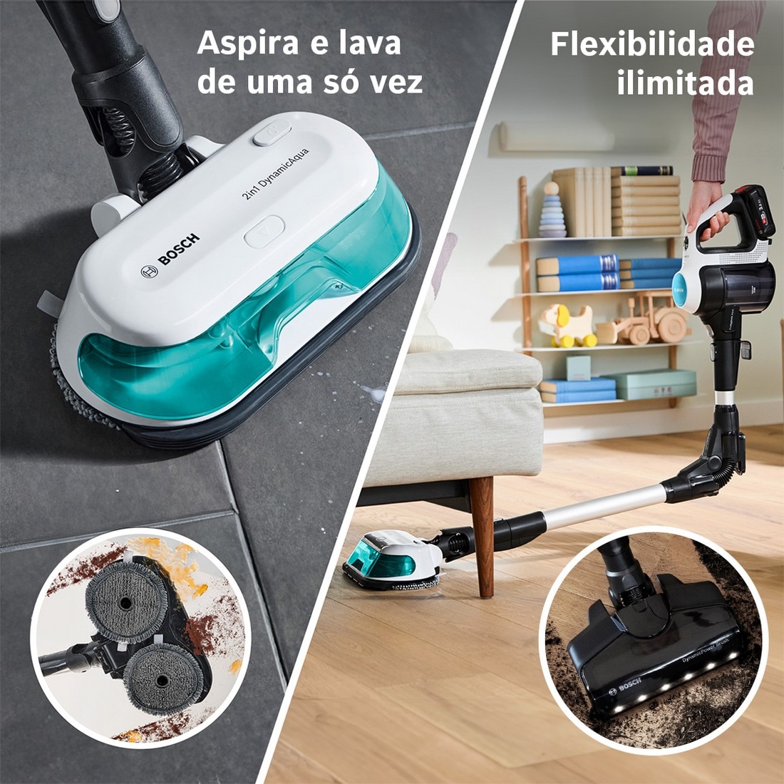 Aspirador Vertical Bosch BCS71HYG4 Unlimited 7 ProHygienic Aqua - Autonomia 40 min - Branco e Azul Branco / Azul-7