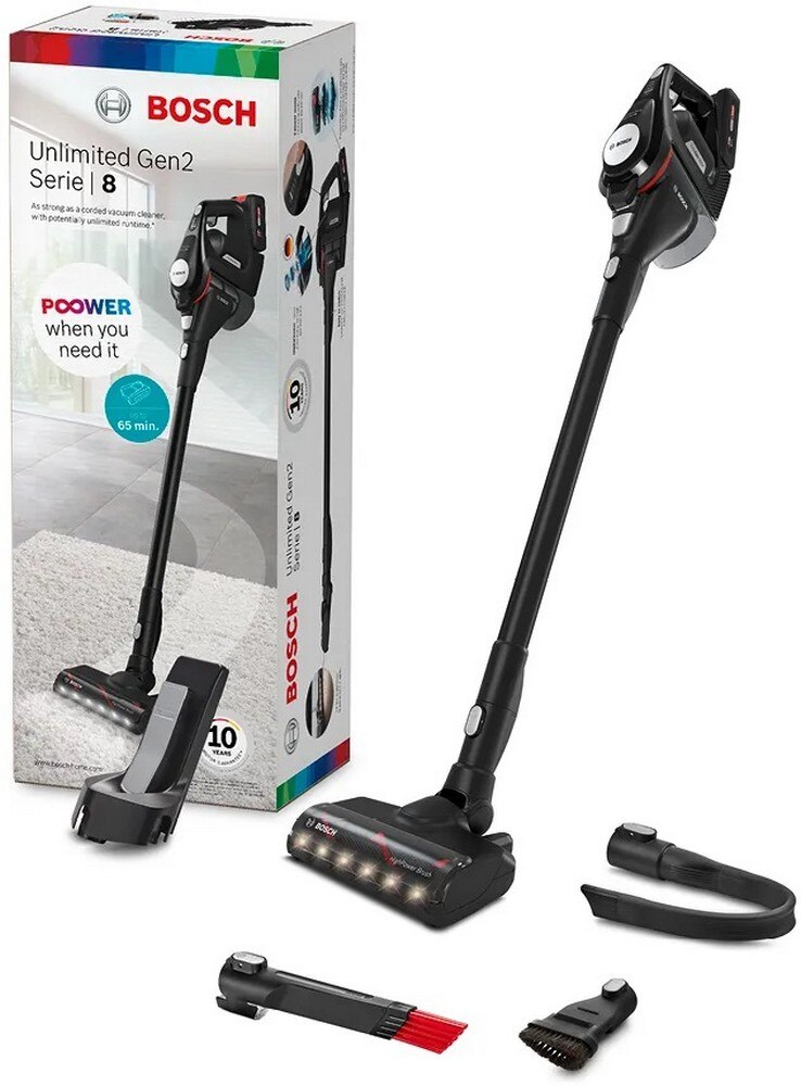 Aspirador Vertical Bosch BCS8214BL Recarregável, Unlimited 8 Gen2 - Preto Preto-2