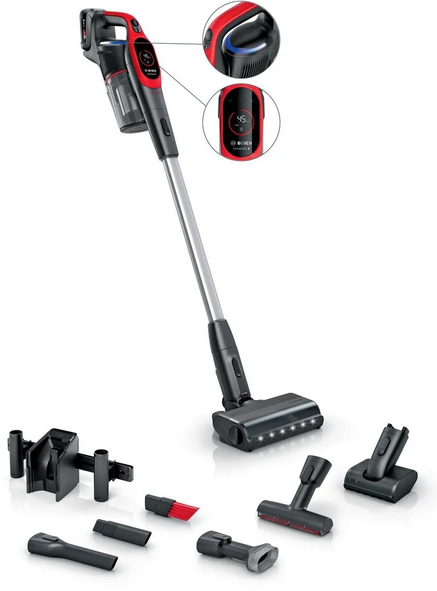 Aspirador Vertical Bosch Unlimited 9 ProAnimal BBS931PET Recarregável, Autonomia de 60 min - Vermelho Vermelho-1
