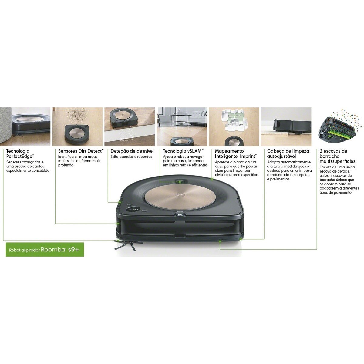 Robot Aspirador Roomba® s9+ com Descarga Automática de Sujidade - Tecnologia PerfectEdge® com limpeza especializada de cantos Preto-3