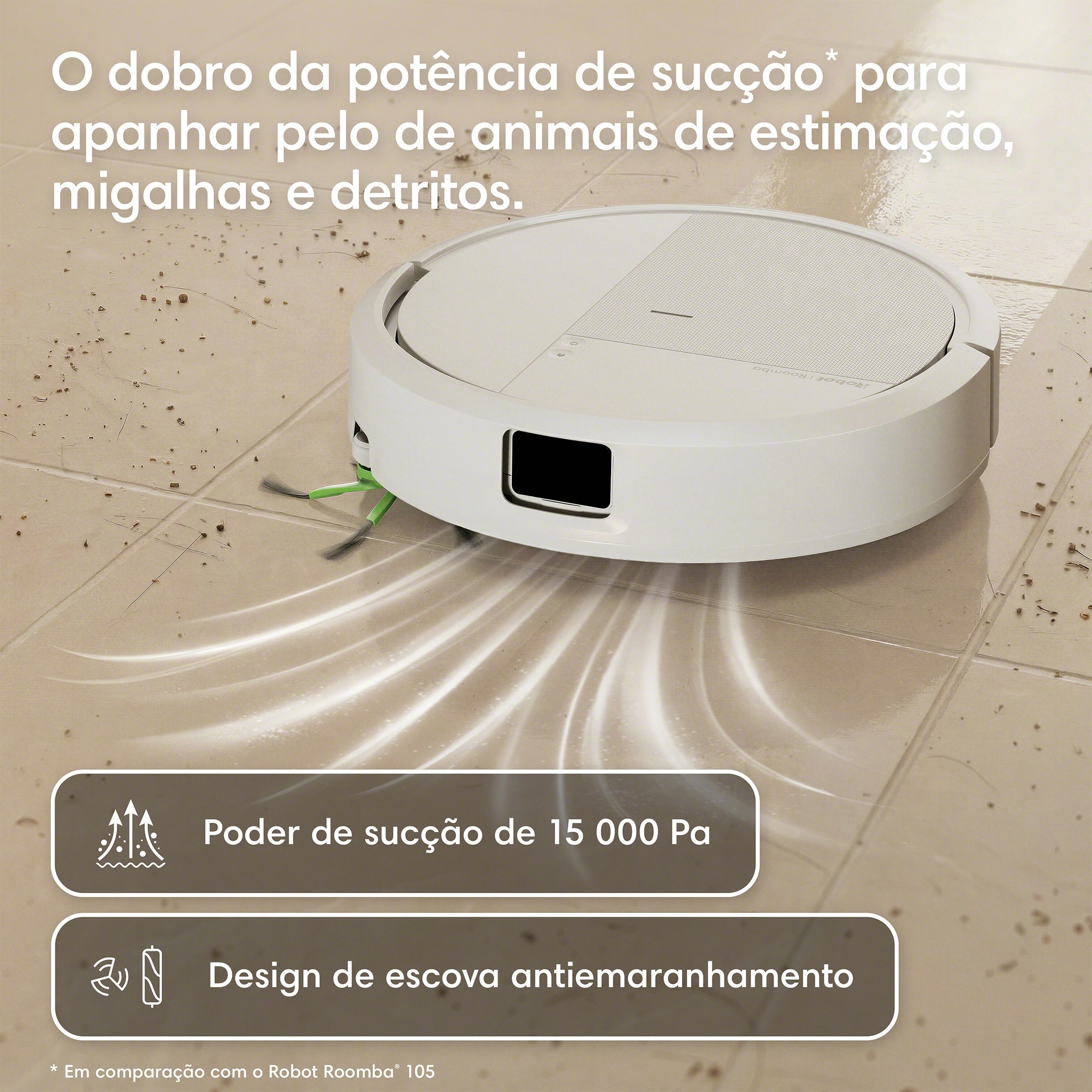 Robot Aspirador e Mopa Roomba® 115 Combo com 15?000 Pascal, ClearView LiDAR e Mopa SmartScrub Branco-3