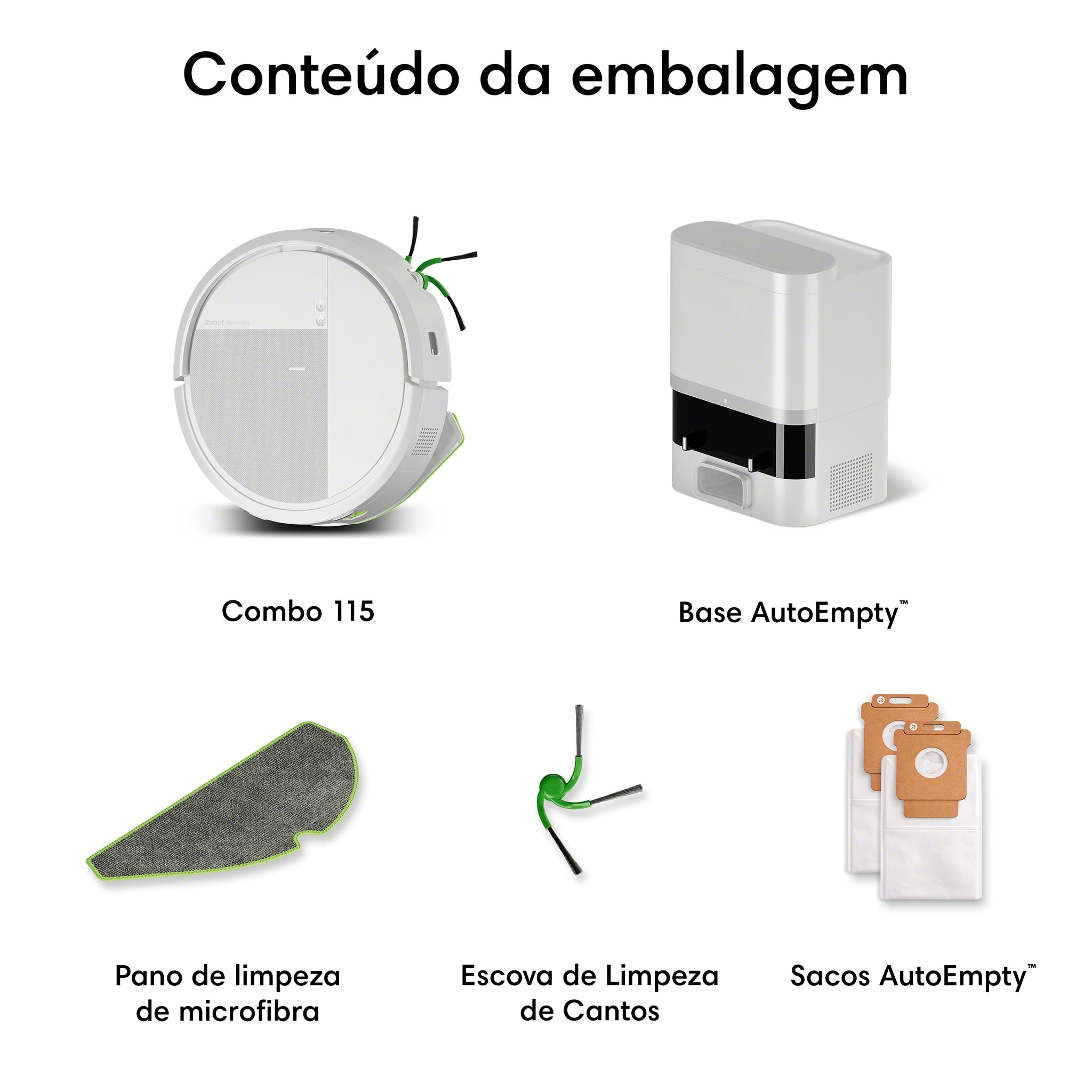 Robot Aspirador e Mopa Roomba® 115 Combo + Base AutoEmpty™ com 90 Dias de Esvaziamento Automático e 15?000 Pascal Branco-11