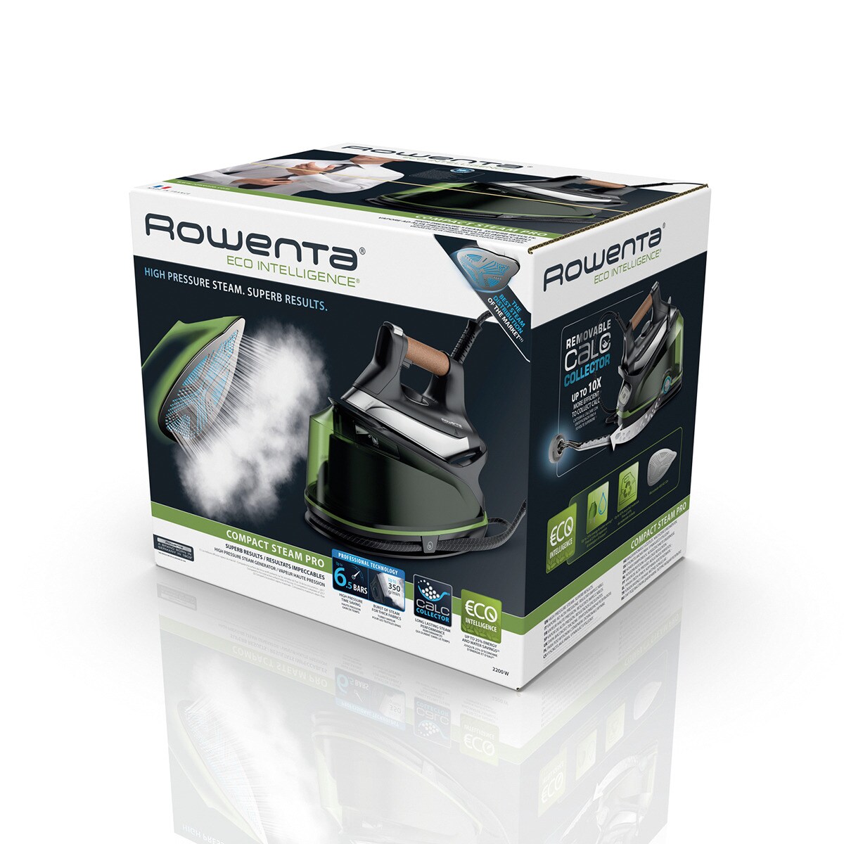 Ferro de Engomar com Caldeira Rowenta Compact Steam DG7664 de 2200 W e Pressão de 6,5 bar Preto / Verde-6