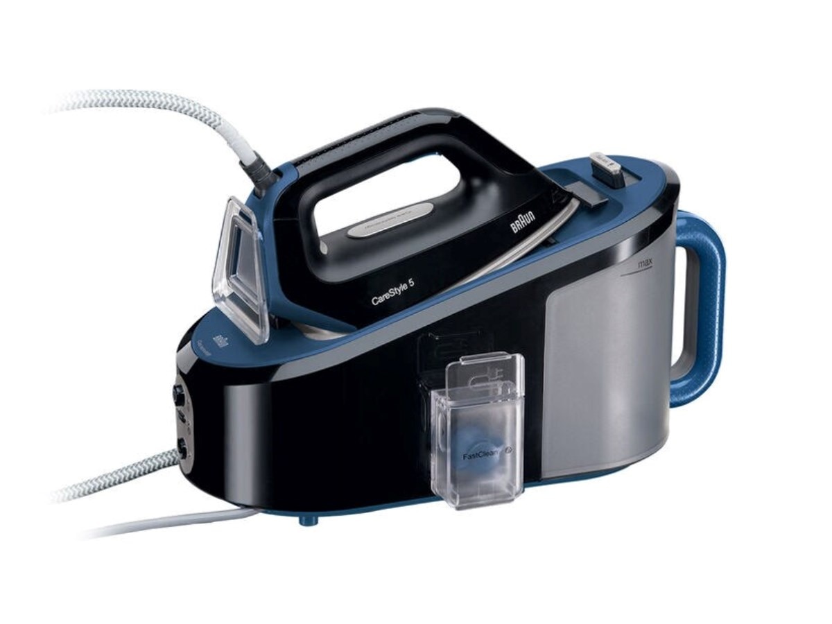 Imagem 0 de Ferro de Engomar com Caldeira Braun CareStyle 5 IS5145BK de 2400 W Jato a Vapor 400 g/min e Pressão 6.8 bar - Preto e Azul