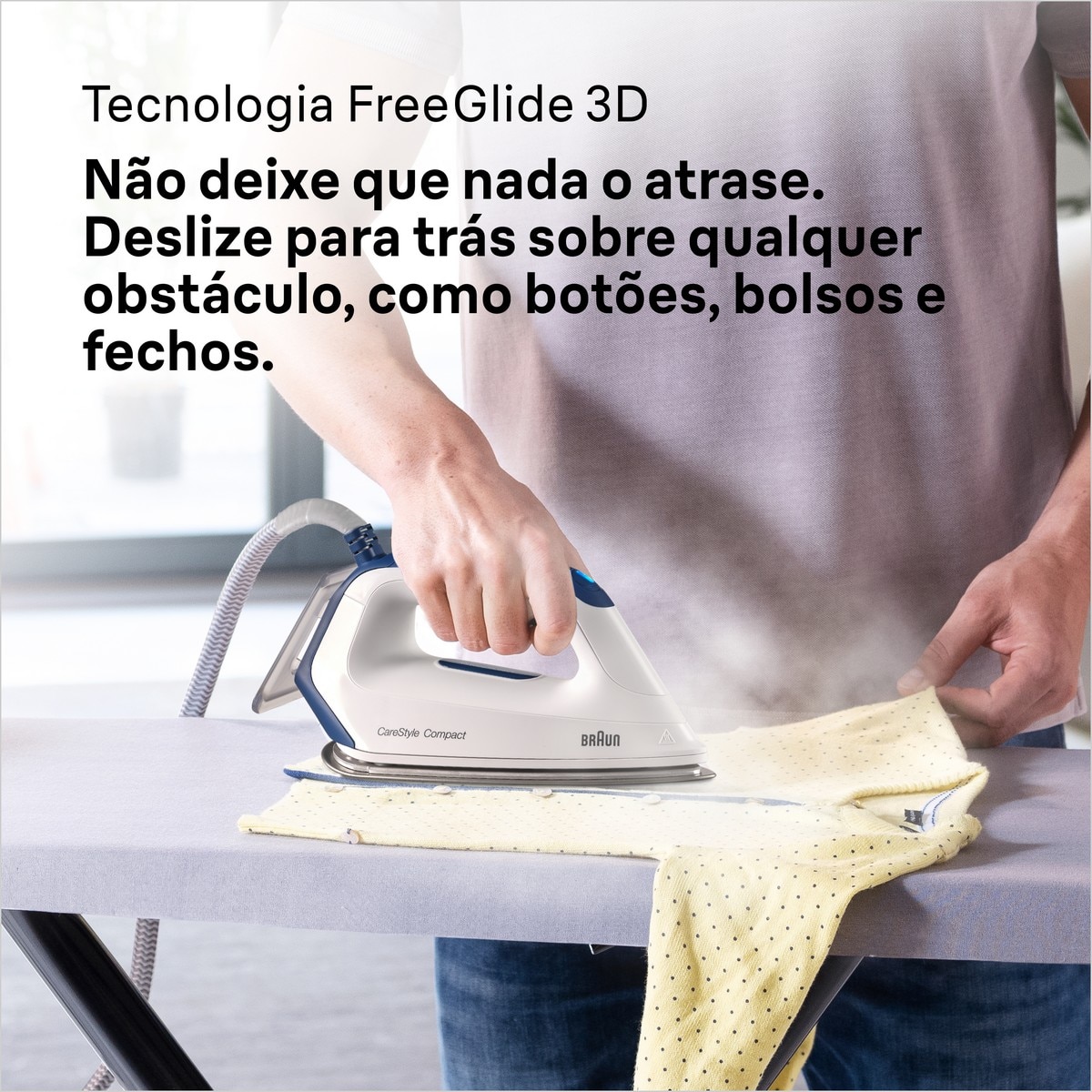 Ferro de Engomar com Caldeira Braun CareStyle Compact IS2143BL com Pressão 6 bar e Emissão de Vapor 420 g/min - Branco e Azul Branco / Azul-7