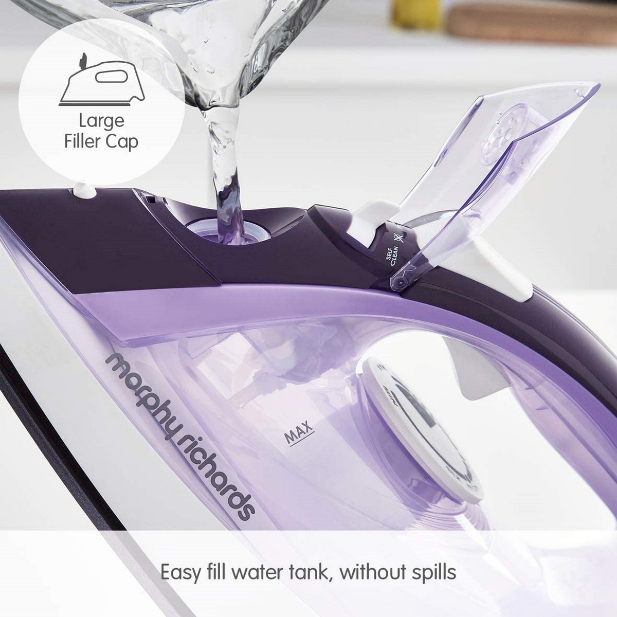 Ferro a Vapor Morphy Richards Crystal Clear 300301 de 2400 W Jato a Vapor 115 g/min e Base Cerâmica - Roxo e Branco Púrpura/Branco-2