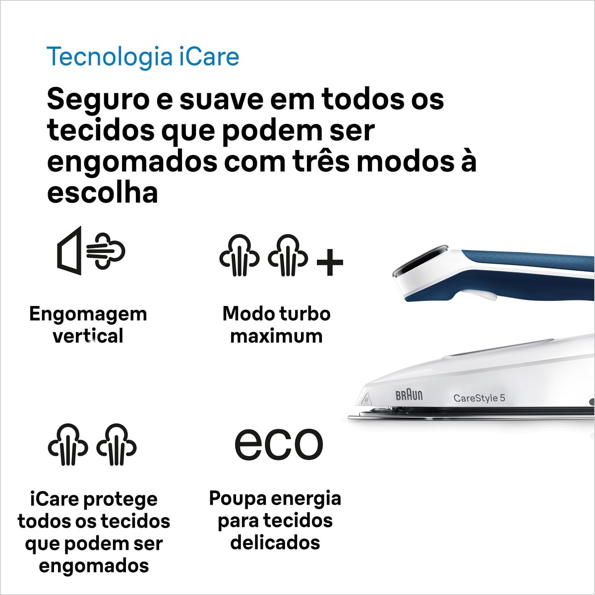 Ferro de Engomar com Caldeira Braun CareStyle 5 IS5245BL Ergonómico com Sistema de Vapor Extra Potente Azul-3