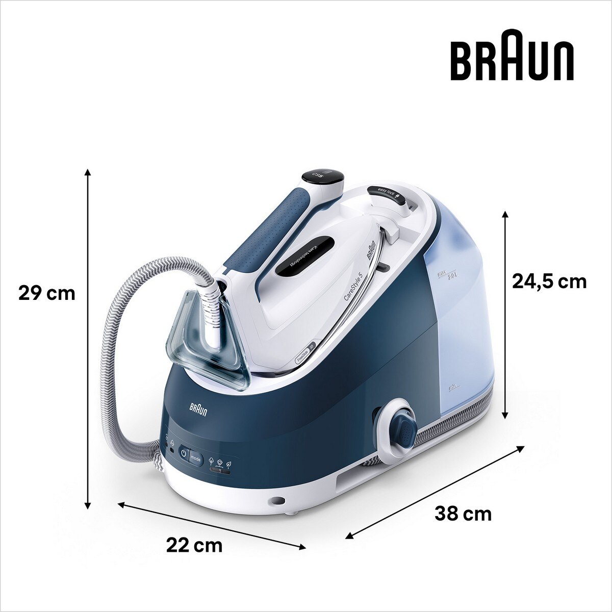 Ferro de Engomar com Caldeira Braun CareStyle 5 IS5245BL Ergonómico com Sistema de Vapor Extra Potente Azul-5