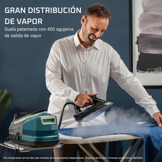 Ferro de Engomar com Caldeira Rowenta DG9621F0 Eco Steam Pro, Pressão 7.8 bar e Jato Vapor 500 g/min - Preto e Verde Preto / Verde-5