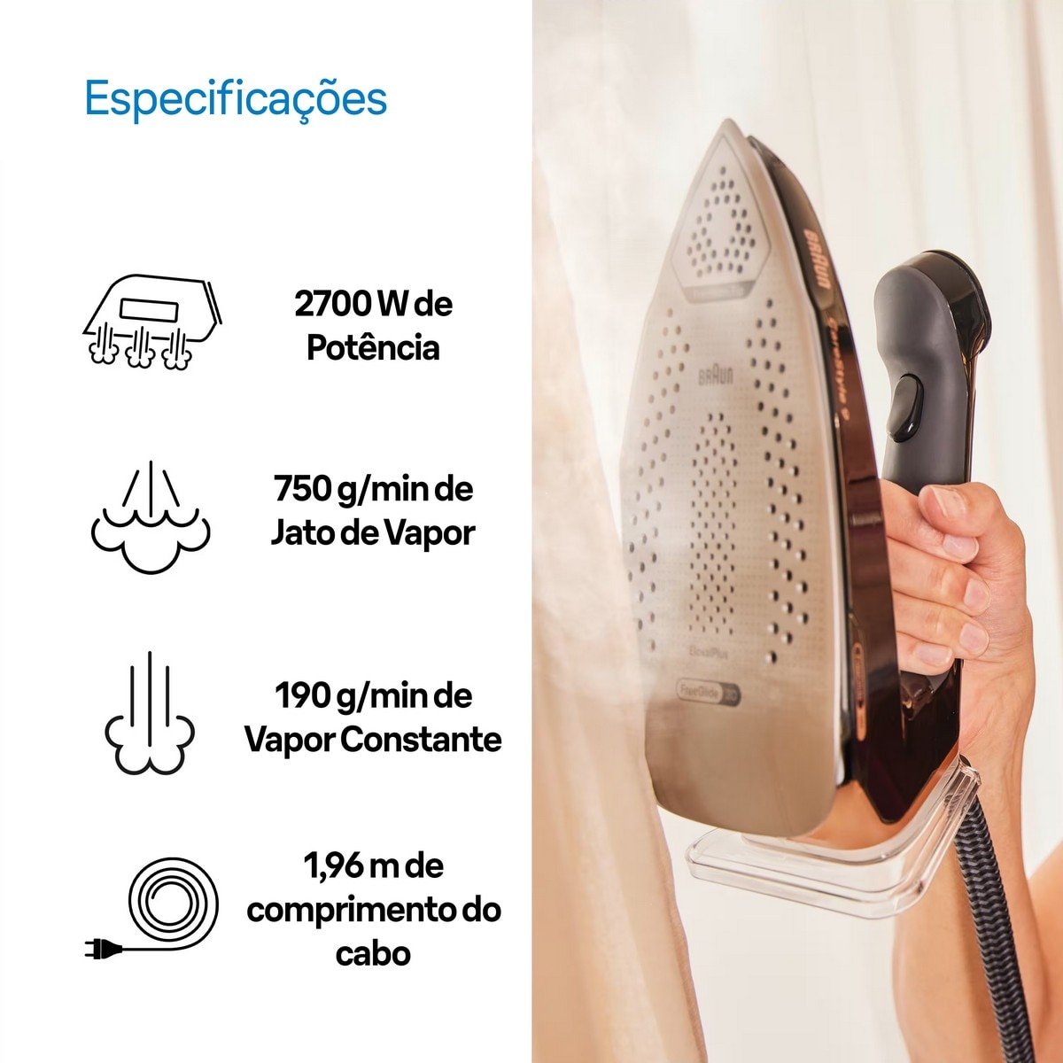 Ferro com Caldeira Braun IS9090BK Carestyle 9, Pressão 9 bar, de 2700 W e Jato Vapor 750 g/min - Preto Preto-9