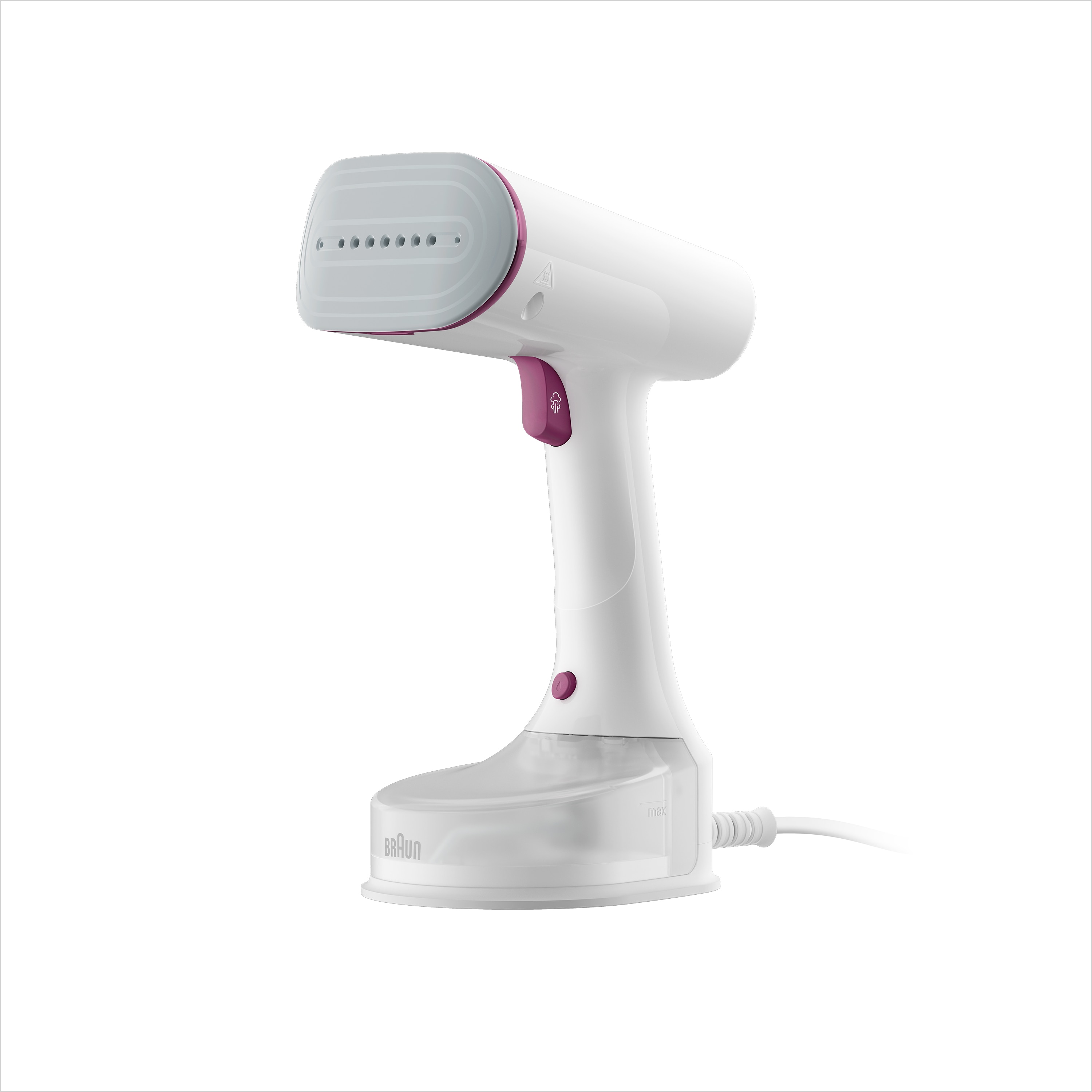 Imagem 0 de Ferro a Vapor Vertical Braun QuickStyle 5 GS5011PU de 0,15L, Vapor 22 g/min, Aquecimento rápido, de 1200W - Branco e Púrpura