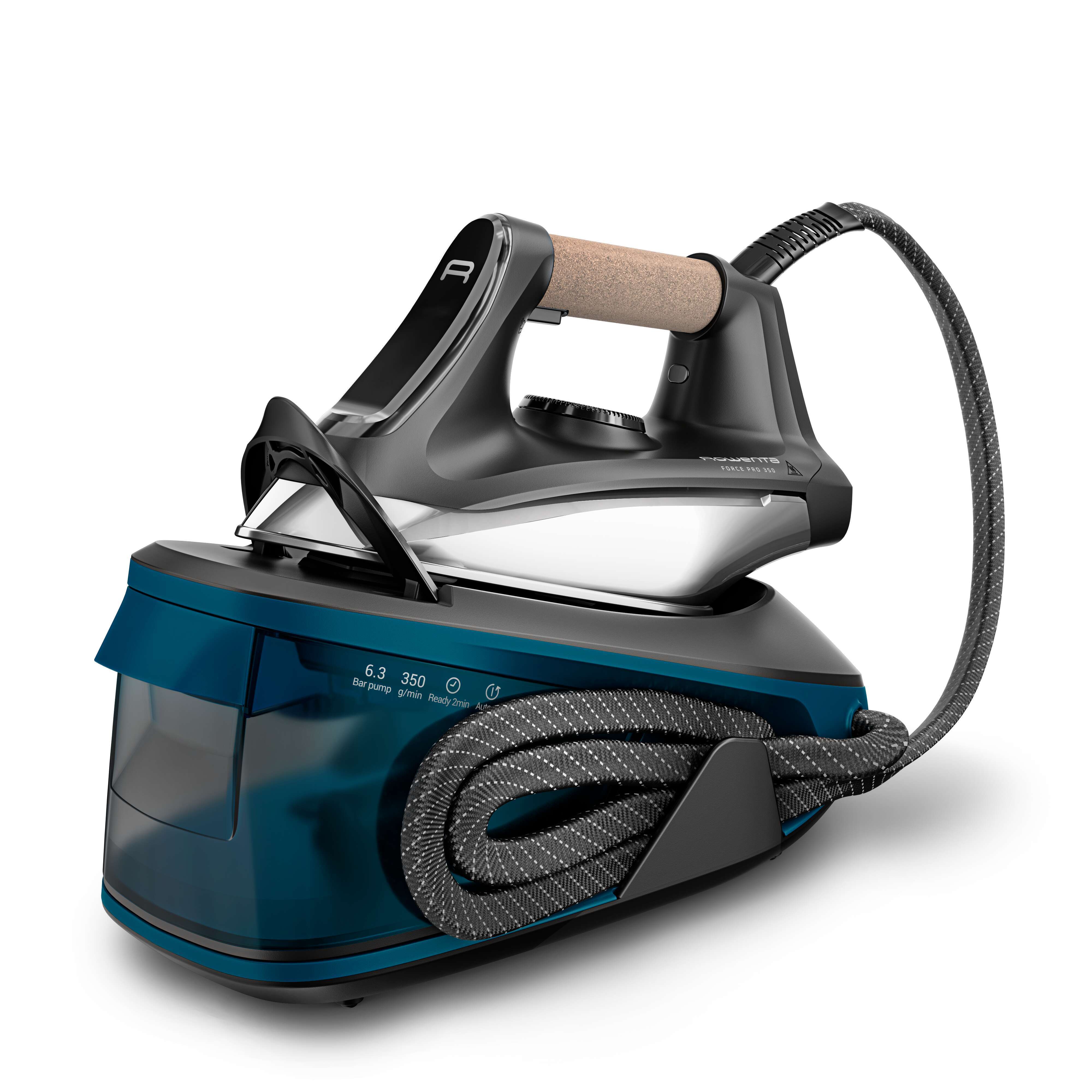Imagem 0 de Ferro de Engomar com Caldeira Rowenta Force Pro 350 VR7444F0 com Jato de Vapor de 350 g/min, 6,3 bar e Potência de 2400 W - Azul