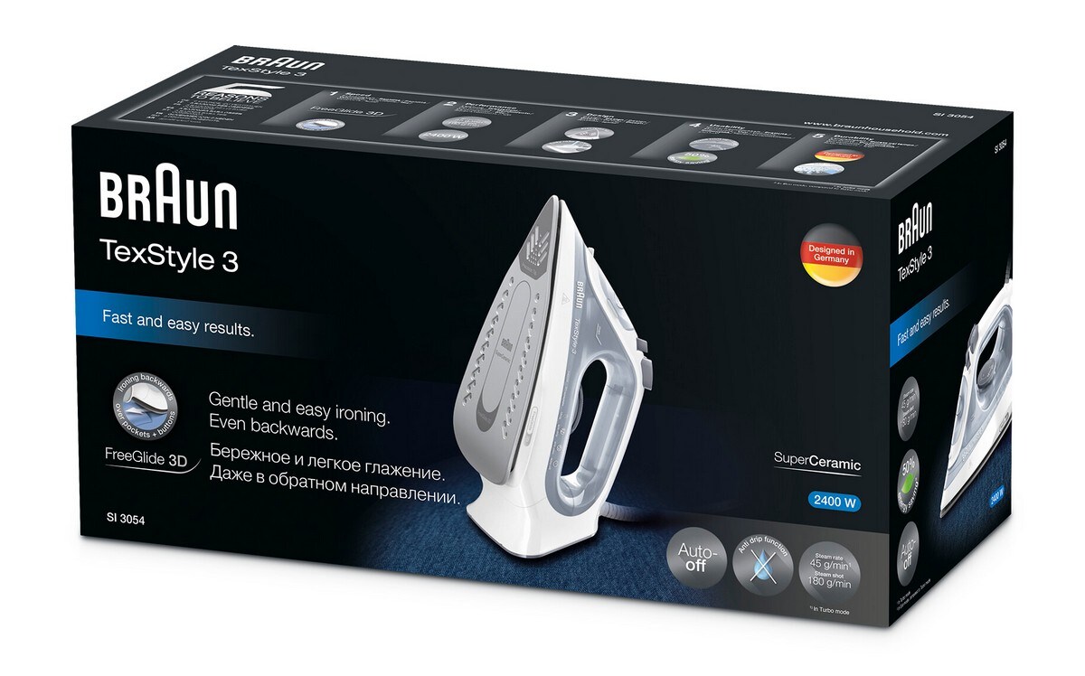 Ferro a Vapor Braun TexStyle 3 SI3054GY de 2400 W - Branco Branco-6