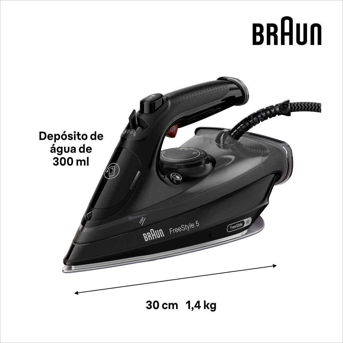 Ferro a Vapor Braun FreeStyle 5 SI5088BK de 2800W - Preto Preto-4