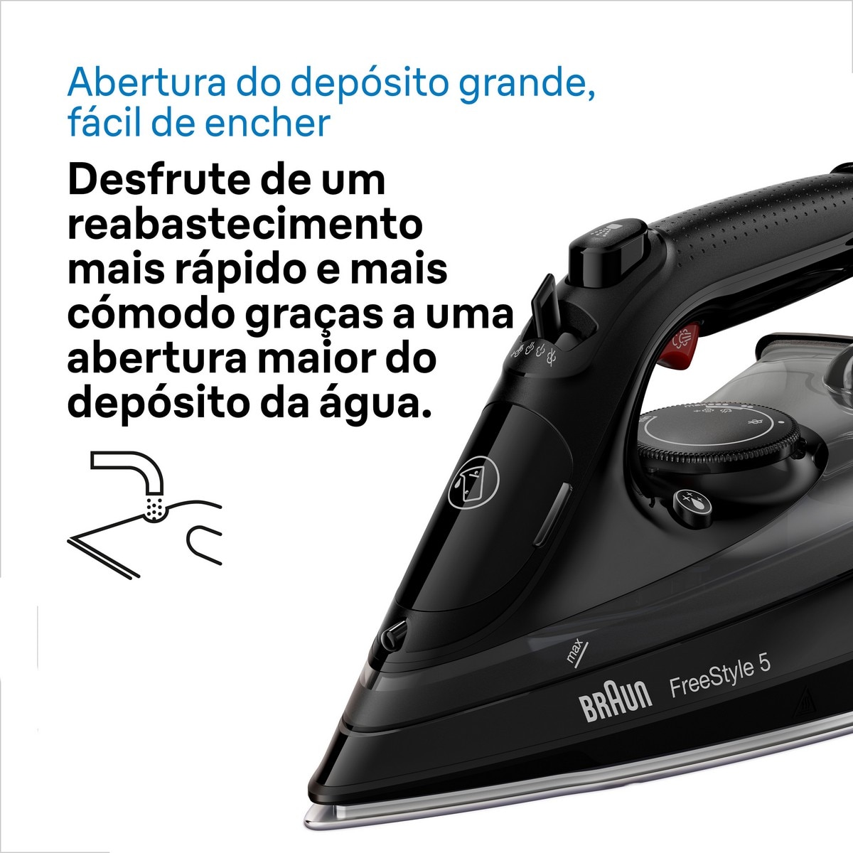Ferro a Vapor Braun FreeStyle 5 SI5088BK de 2800W - Preto Preto-8