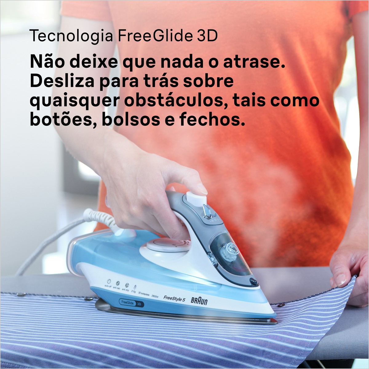 Ferro a Vapor Braun TexStyle 5 SI5006BL de 2600 W Jato de vapor 180 g/min com Base Cerâmica - Branco e Azul Branco / Azul-6