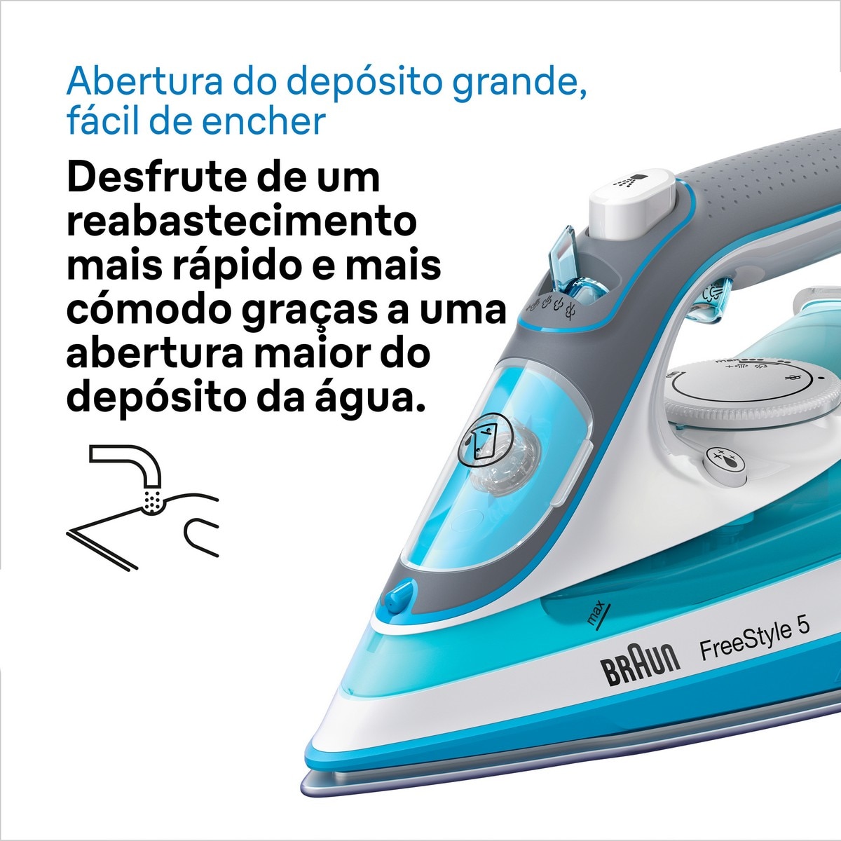 Ferro a Vapor Braun TexStyle 5 SI5006BL de 2600 W Jato de vapor 180 g/min com Base Cerâmica - Branco e Azul Branco / Azul-7