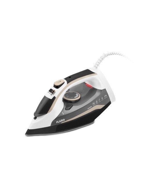 Imagem 0 de Ferro a Vapor Flama 5342FL de 2400 W Jato de Vapor 80 g/min com Base Cerâmica - Branco, Creme e Cinza
