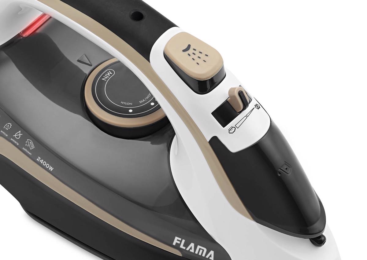 Ferro a Vapor Flama 5342FL de 2400 W Jato de Vapor 80 g/min com Base Cerâmica - Branco, Creme e Cinza 3