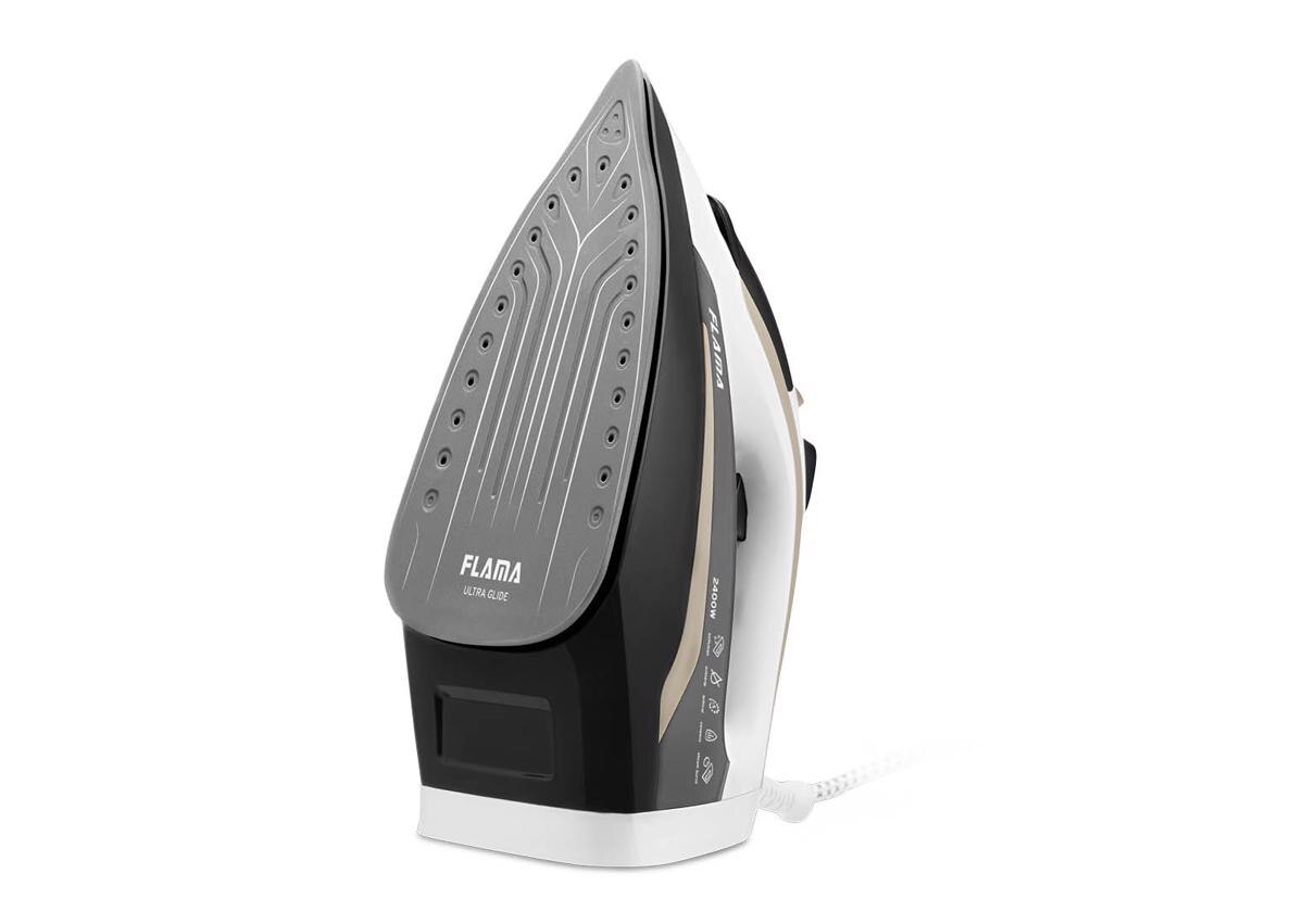 Ferro a Vapor Flama 5342FL de 2400 W Jato de Vapor 80 g/min com Base Cerâmica - Branco, Creme e Cinza 5