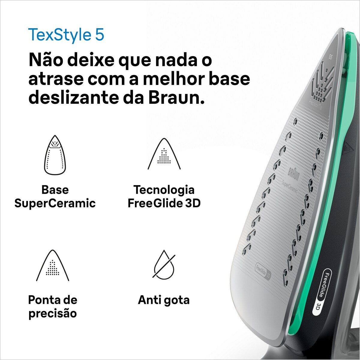 Ferro a Vapor BraunTexStyle 5 SI5277GR Base Cerâmico e Função de Vaporização Vertical - Preto e Verde Preto / Verde-3