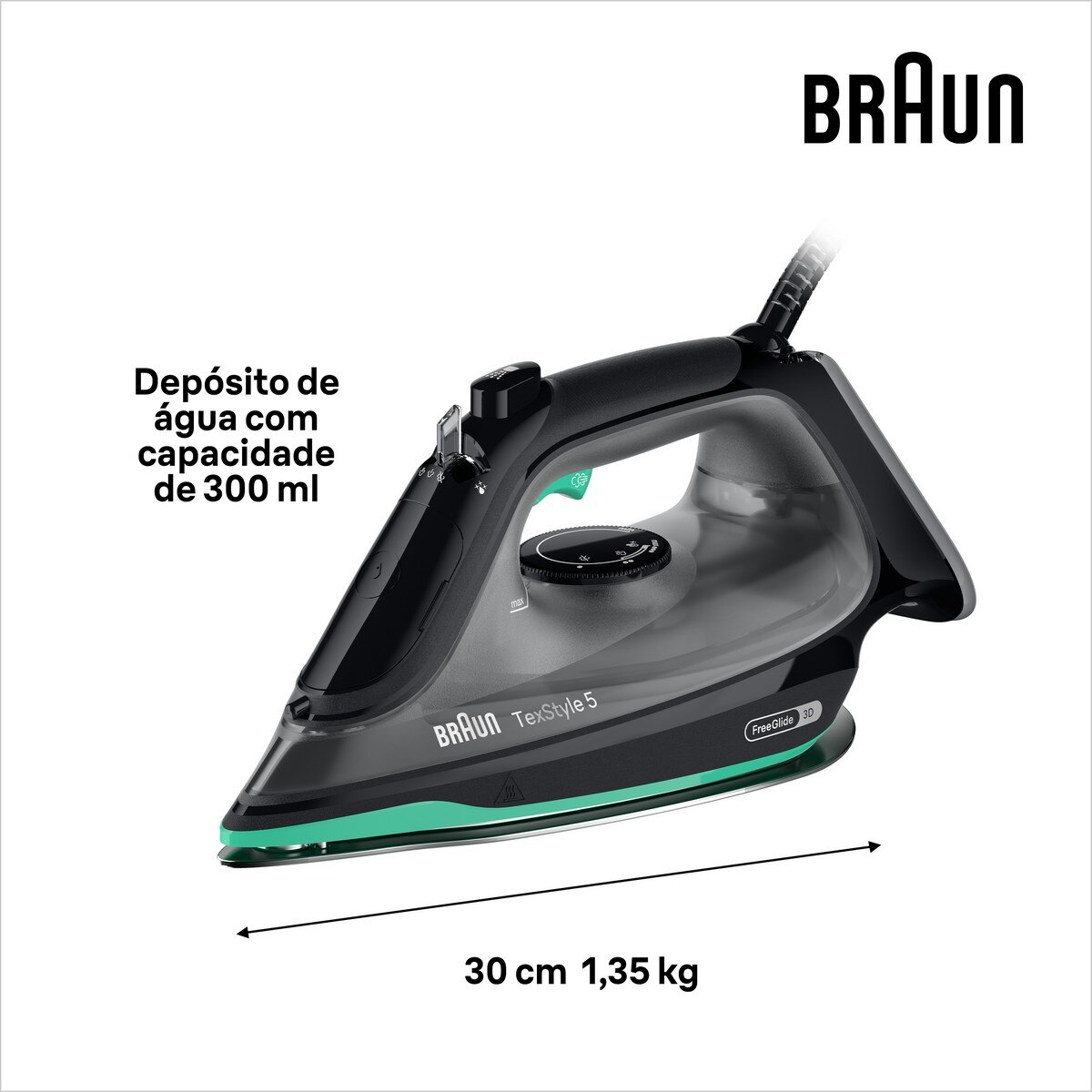Ferro a Vapor BraunTexStyle 5 SI5277GR Base Cerâmico e Função de Vaporização Vertical - Preto e Verde Preto / Verde-5