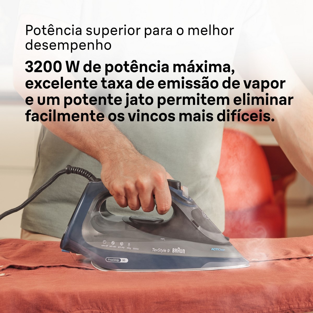 Ferro a Vapor Braun TexStyle 9 SI9682DB com Golpe de Vapor Extra Potente e Sistema de Coletor de Cal Azul-escuro-6