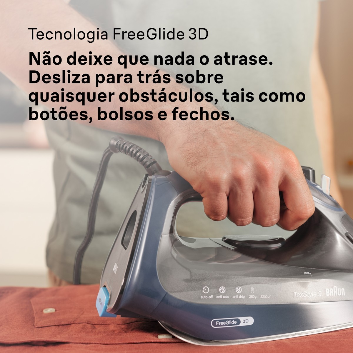 Ferro a Vapor Braun TexStyle 9 SI9682DB com Golpe de Vapor Extra Potente e Sistema de Coletor de Cal Azul-escuro-7