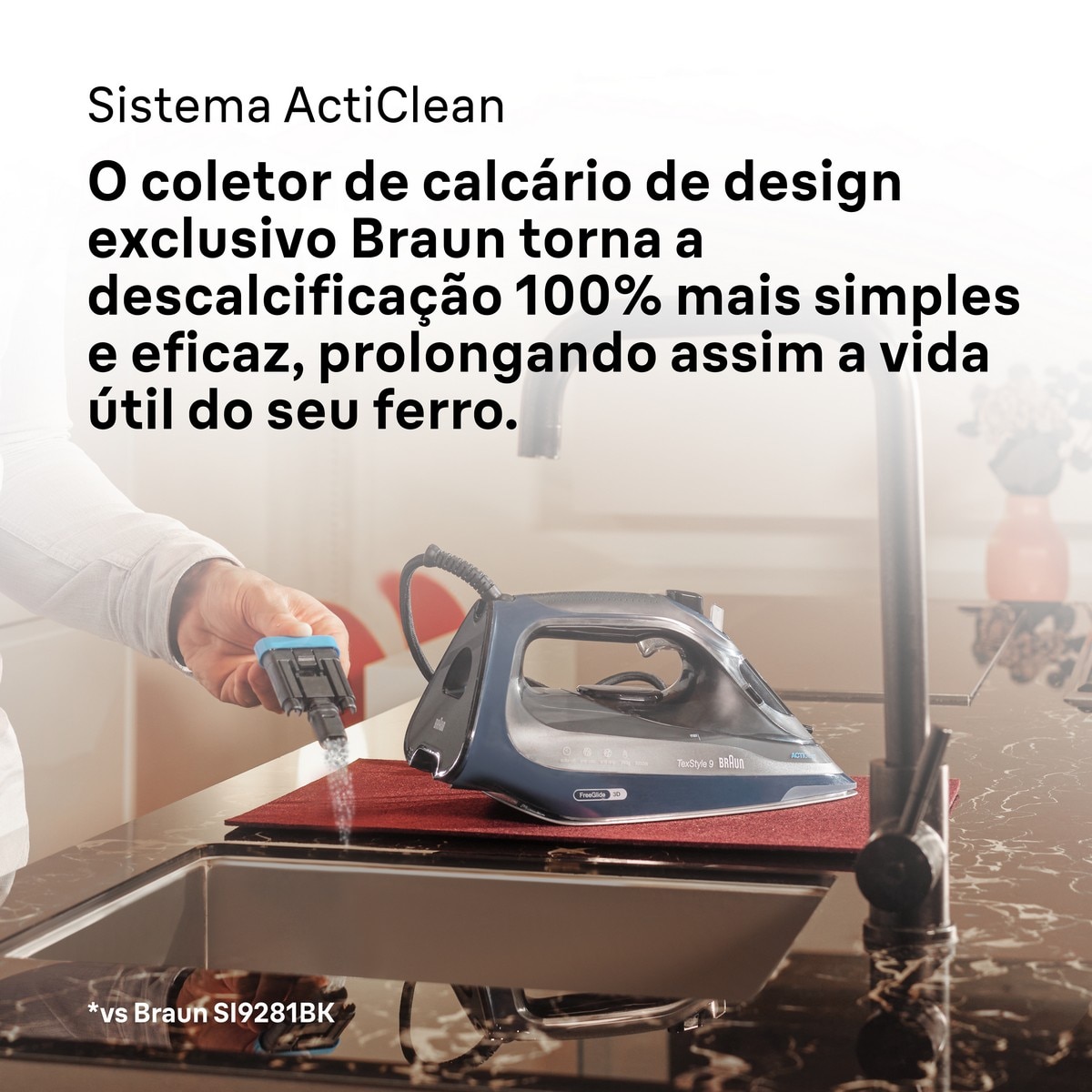 Ferro a Vapor Braun TexStyle 9 SI9682DB com Golpe de Vapor Extra Potente e Sistema de Coletor de Cal Azul-escuro-8
