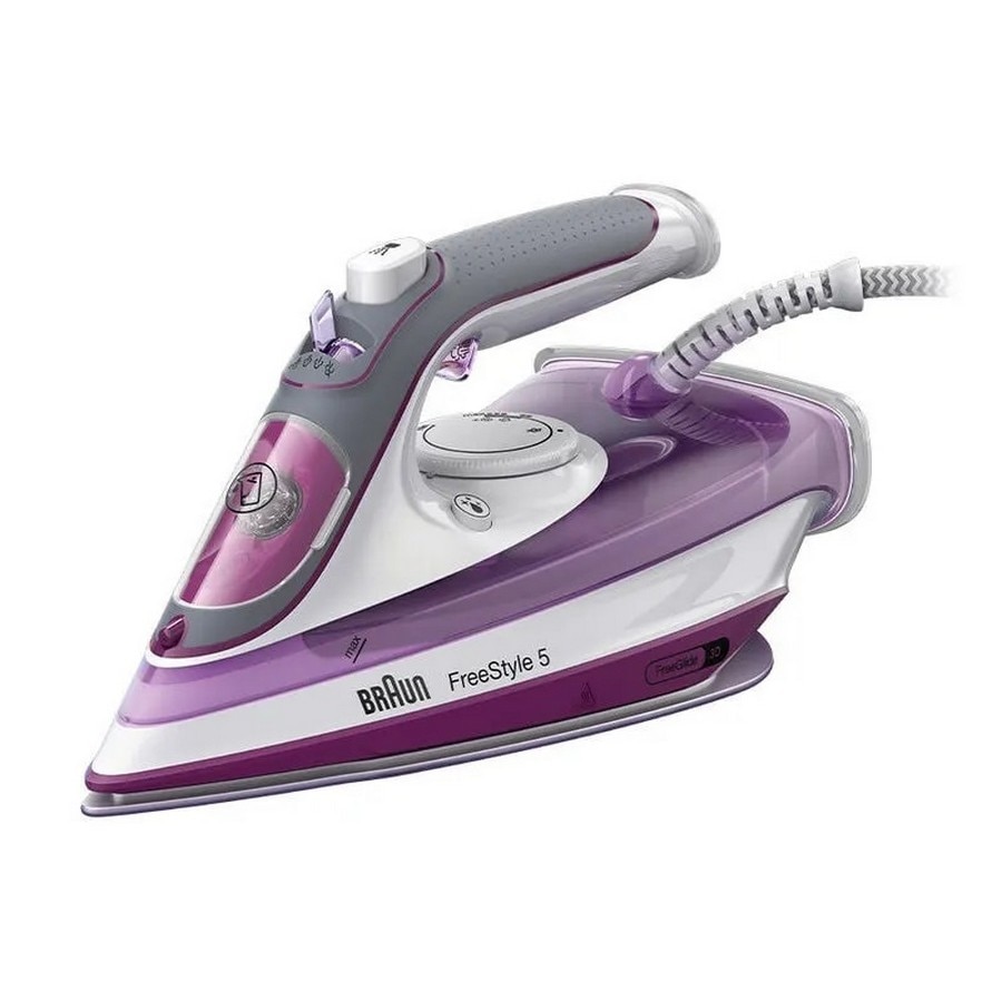 Imagem 0 de Ferro a Vapor Braun FreeStyle 5 Steam iron SI 5037 - Jato a Vapor 200 g/min - Base SuperCeramic - Branco e Violeta