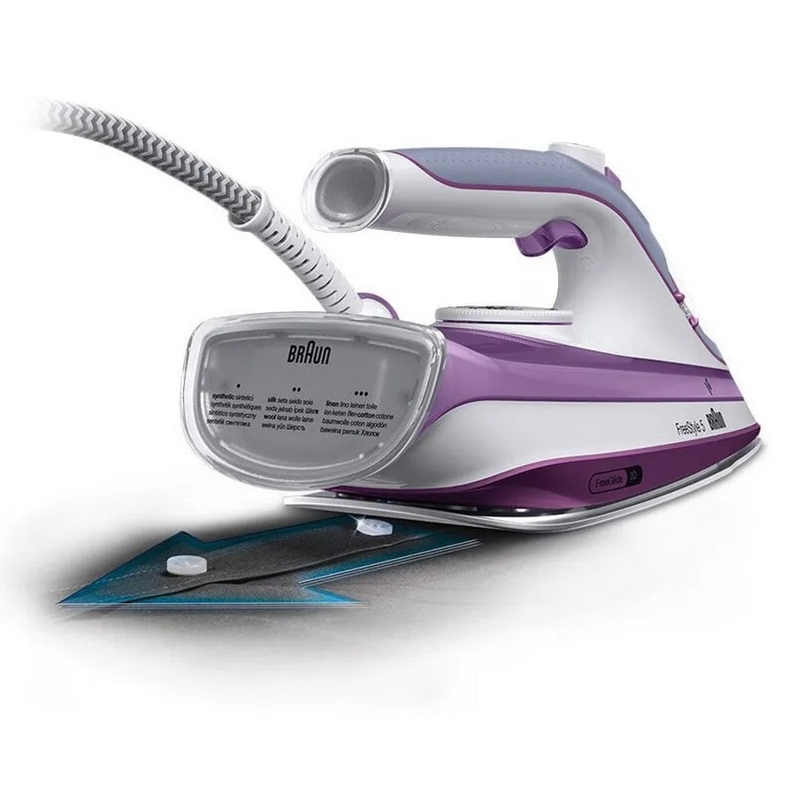 Ferro a Vapor Braun FreeStyle 5 Steam iron SI 5037 - Jato a Vapor 200 g/min - Base SuperCeramic - Branco e Violeta Branco / Púrpura-3