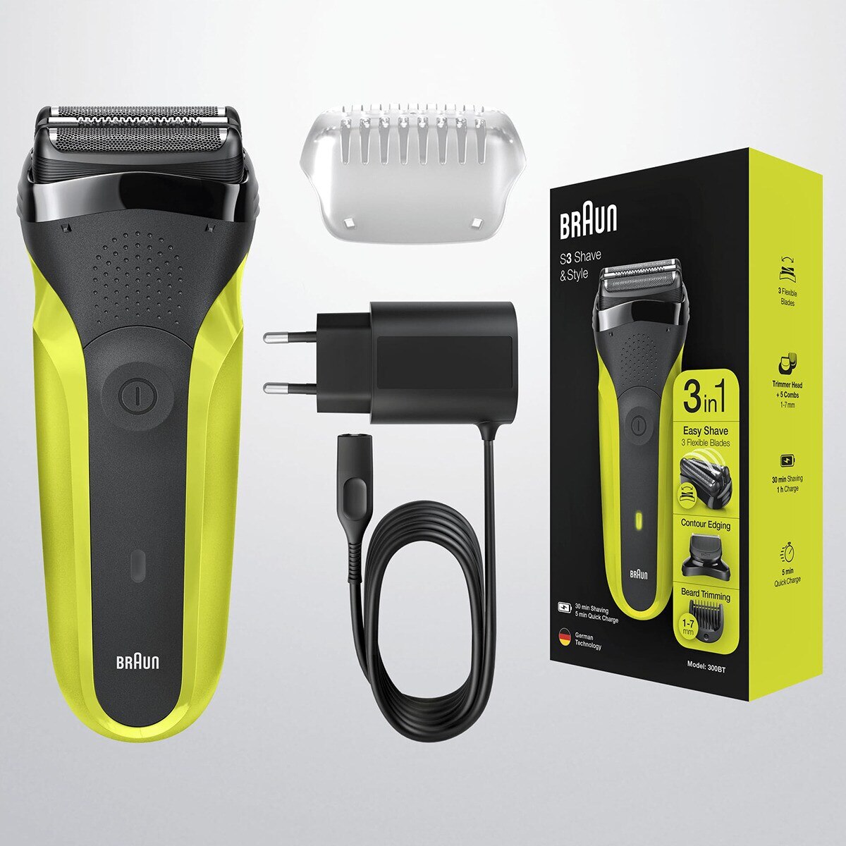 Máquina de Barbear Braun Series 3 300BT Recarregável com Aparador - Preto e Verde Preto / Verde-5