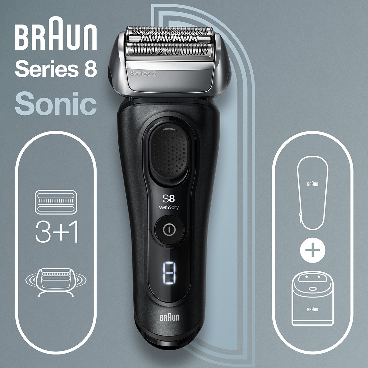 Máquina de Barbear Braun Séries S8 8460c System Wet&Dry - Preto Preto-2