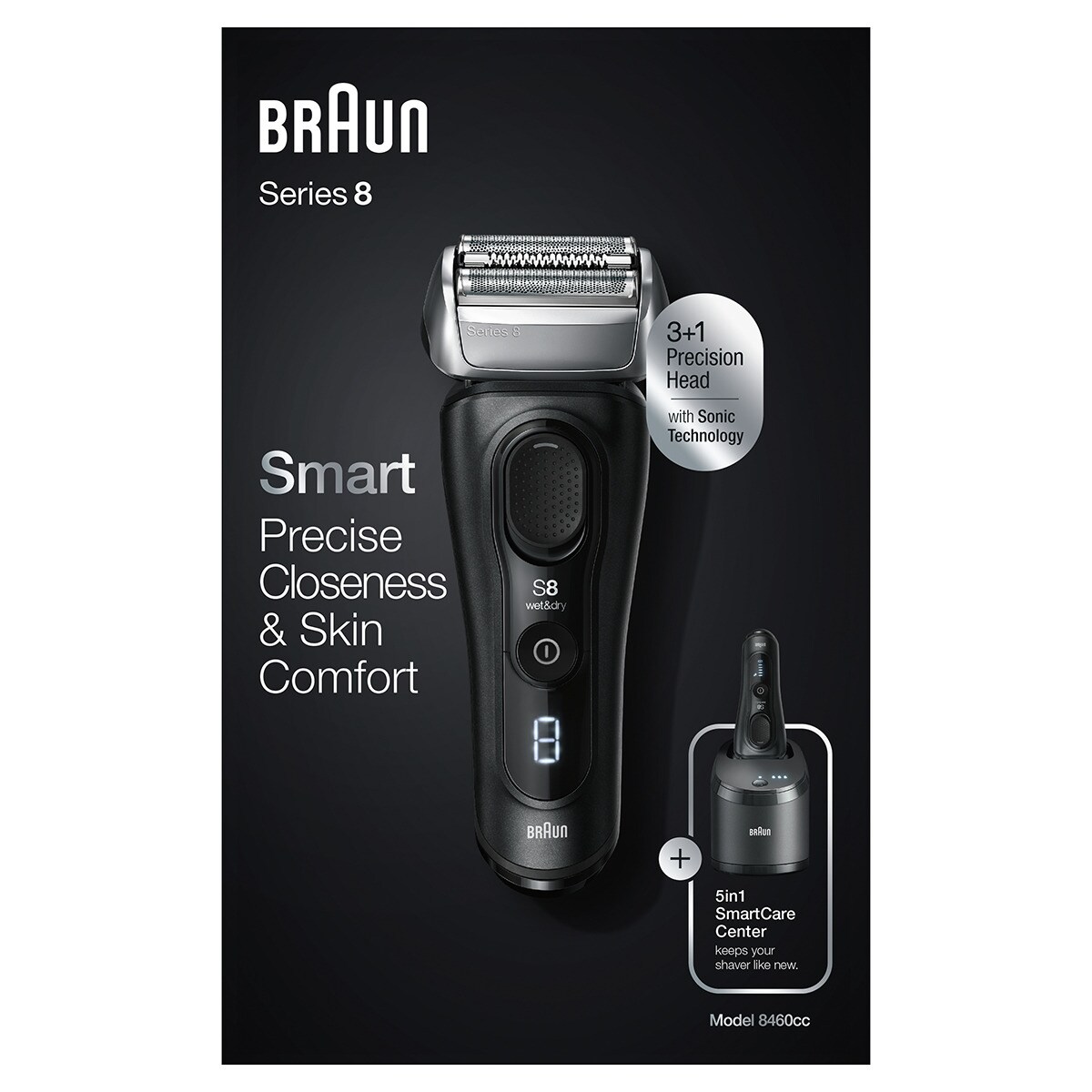 Máquina de Barbear Braun Séries S8 8460c System Wet&Dry - Preto Preto-6