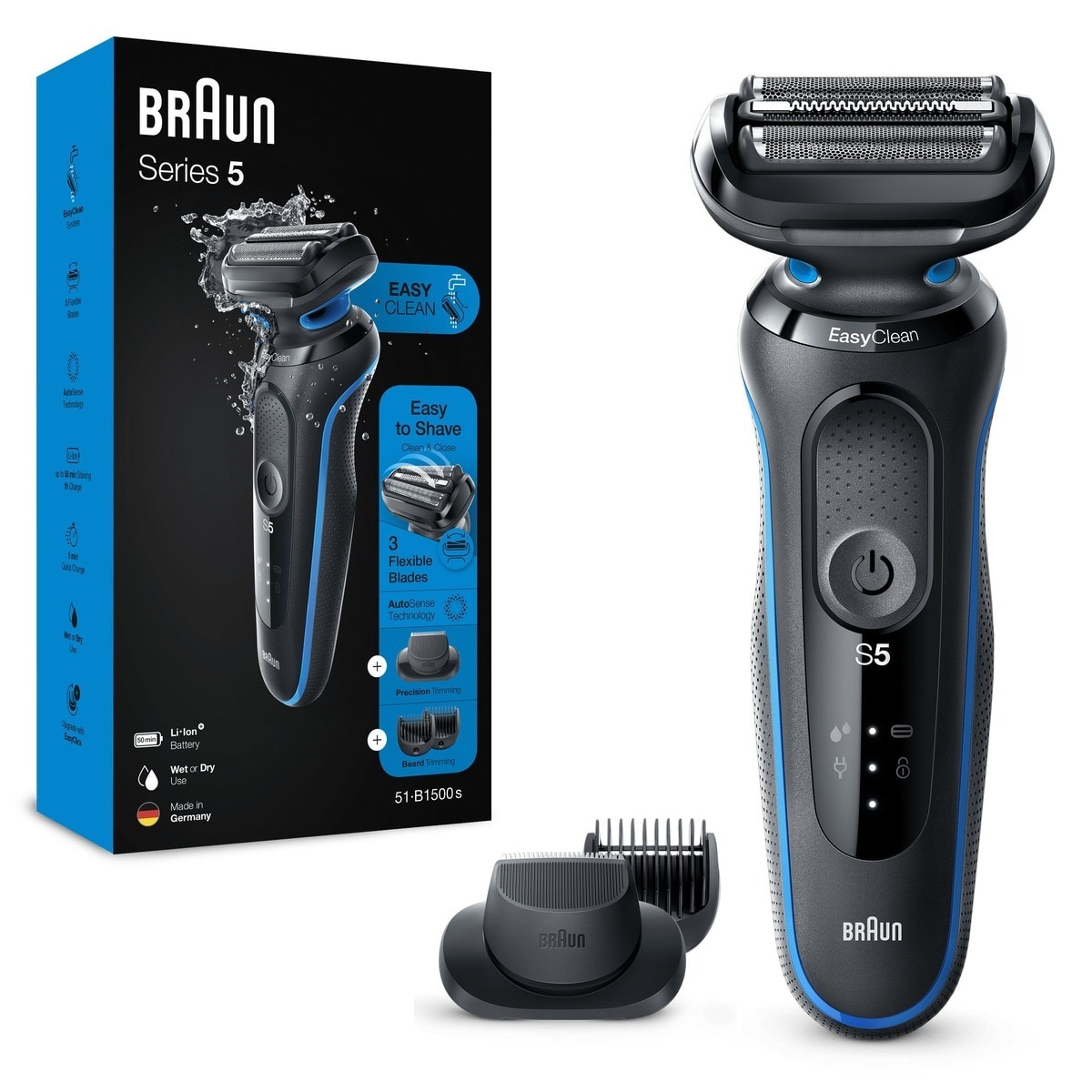 Máquina de Barbear Braun Series 5 51-B1500s EasyClick - Azul Azul-7